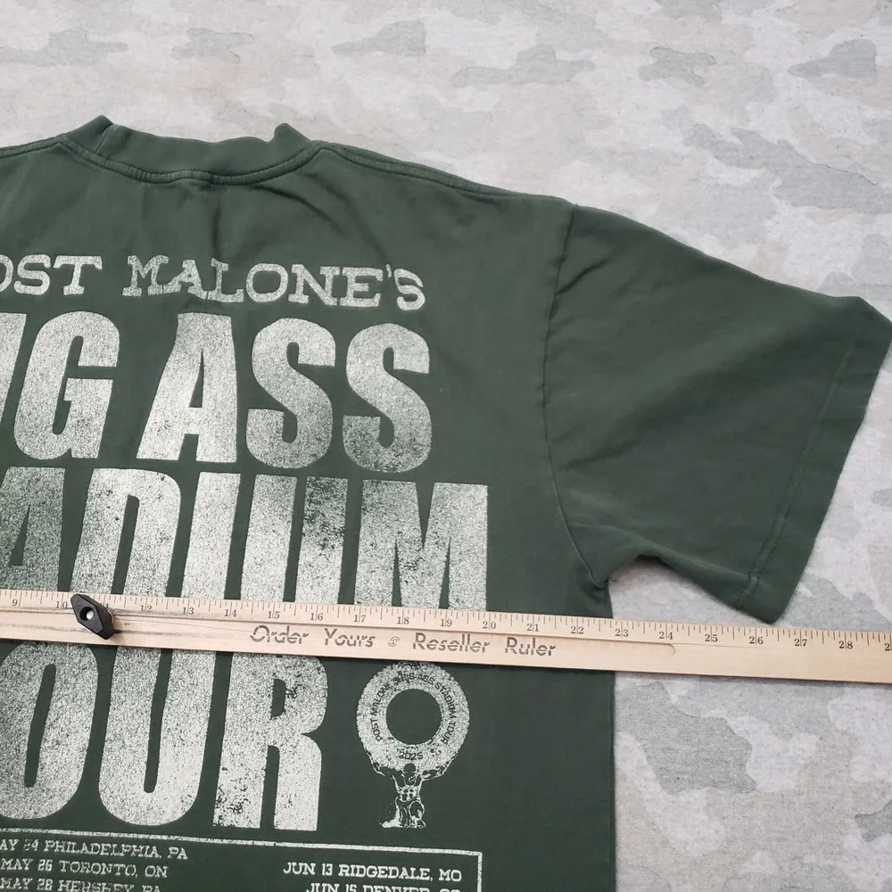 Post Malone Shirt Mens Large Green Club Big Ass Stadium Tour Short Sleeve